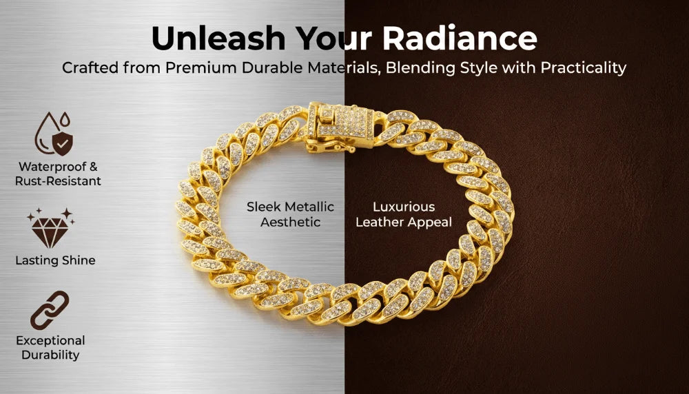 Luxury Cuban Chain Dog Collar – Gold Tone Stainless Steel Diamond-Inspired Pet Necklace for Daily Walks