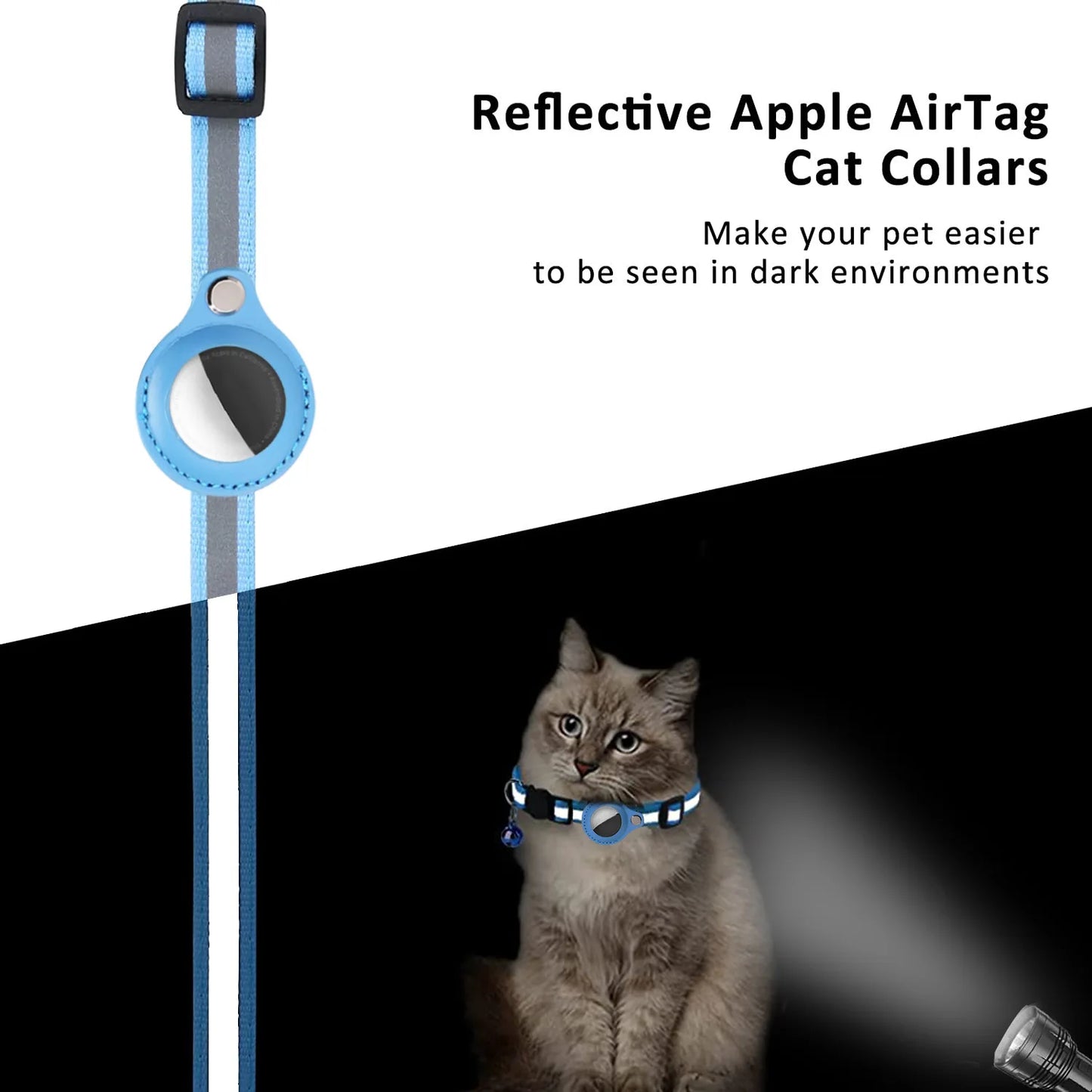 AirTag Cat Collar – Reflective Breakaway Kitten Collar with Waterproof AirTag Holder & Bell