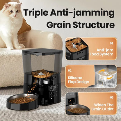 ROJECO Automatic Pet Feeder – Smart Dry Food Dispenser with Easy Button Control for Cats & Dogs