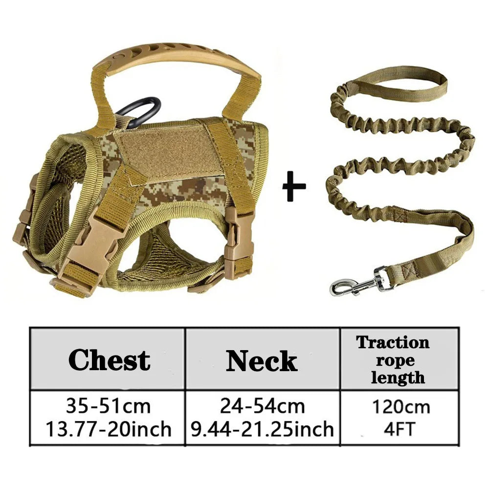 Tactical Pet Harness & Leash Set – Adjustable Soft Mesh Training Vest for Cats and Dogs