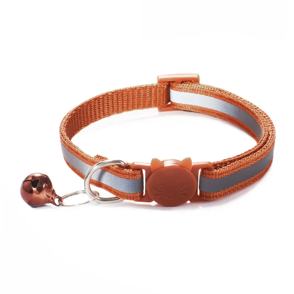 Cute Reflective Cat Collar – Adjustable Bell Collar with Stylish Cat Pattern Design