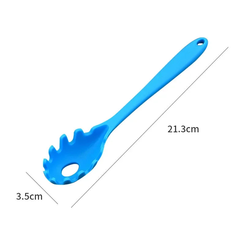 Silicone Pasta Spoon & Strainer – Long Handle Spaghetti Server with Built-In Colander