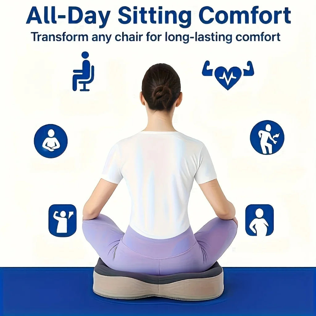 Ergonomic Memory Foam Seat Cushion – Posture Support Pillow for Office Chairs & Car Seats