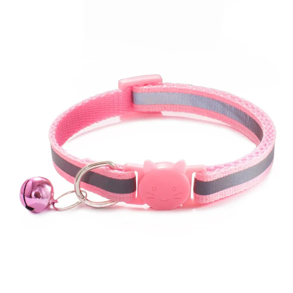 Cute Reflective Cat Collar – Adjustable Bell Collar with Stylish Cat Pattern Design
