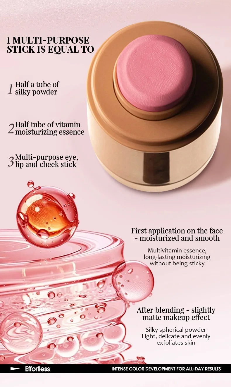 Pocket Matte Blush Stick – Long-Lasting Lip & Cheek Tint Natural Nude Finish
