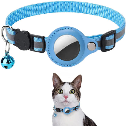 AirTag Cat Collar – Reflective Breakaway Kitten Collar with Waterproof AirTag Holder & Bell
