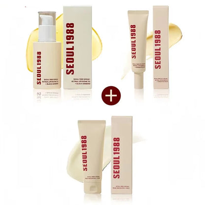 SEOUL 1988 Retinol Skincare Set – Black Ginseng Serum, Retinal Eye Cream & Hydrating Face Cream