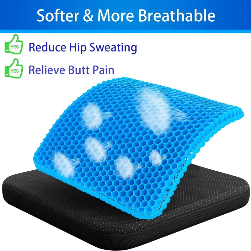 Cooling Gel Seat Cushion – Breathable Honeycomb Support Pad for Car, Office & Home Chairs