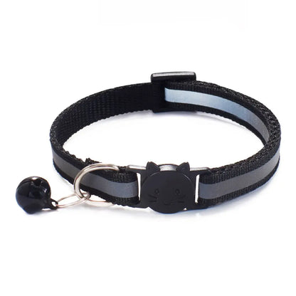Cute Reflective Cat Collar – Adjustable Bell Collar with Stylish Cat Pattern Design