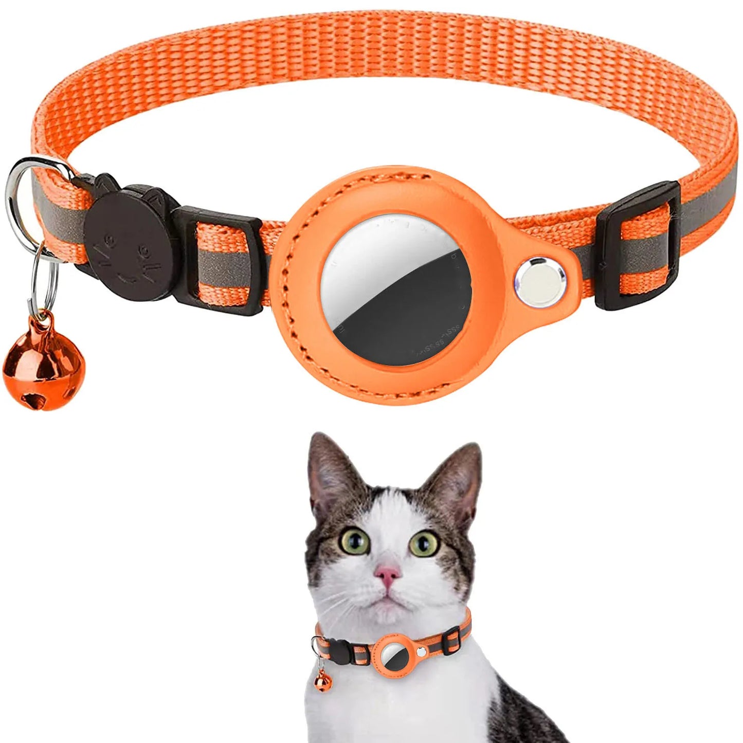 AirTag Cat Collar – Reflective Breakaway Kitten Collar with Waterproof AirTag Holder & Bell