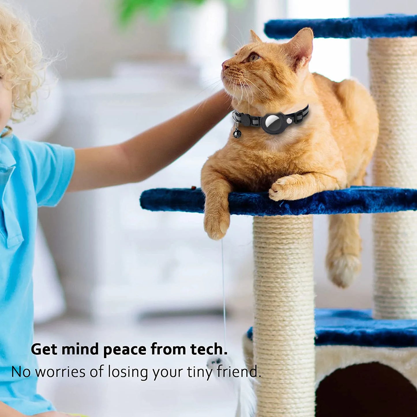 AirTag Cat Collar – Reflective Breakaway Kitten Collar with Waterproof AirTag Holder & Bell