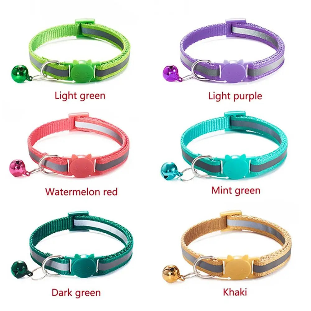 Cute Reflective Cat Collar – Adjustable Bell Collar with Stylish Cat Pattern Design