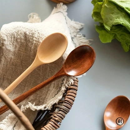 4-Piece Korean Style Wooden Spoon Set – Natural Wood Soup, Coffee & Honey Spoons