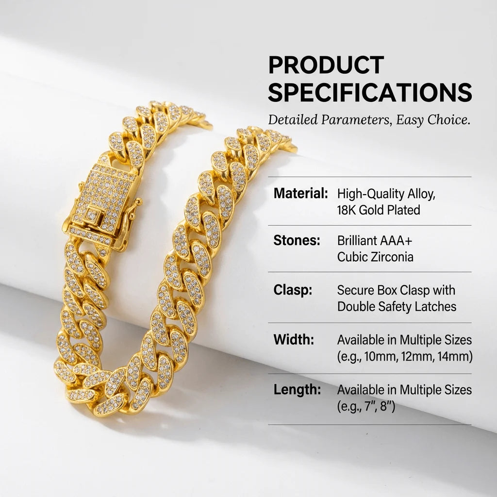Luxury Cuban Chain Dog Collar – Gold Tone Stainless Steel Diamond-Inspired Pet Necklace for Daily Walks