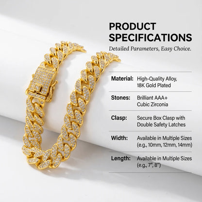 Luxury Cuban Chain Dog Collar – Gold Tone Stainless Steel Diamond-Inspired Pet Necklace for Daily Walks